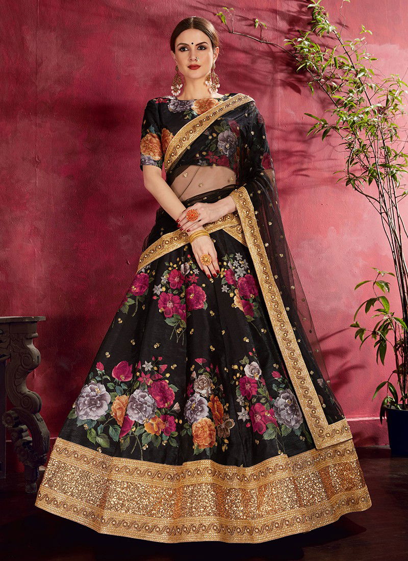 ZEEL CLOTHING CARNATIONS Designer Wedding Bridel Wear Heavy Banglori Silk Floral Print Dori Zari And Sequins Embroidery with Stone Work Lahenga Choli Collection
